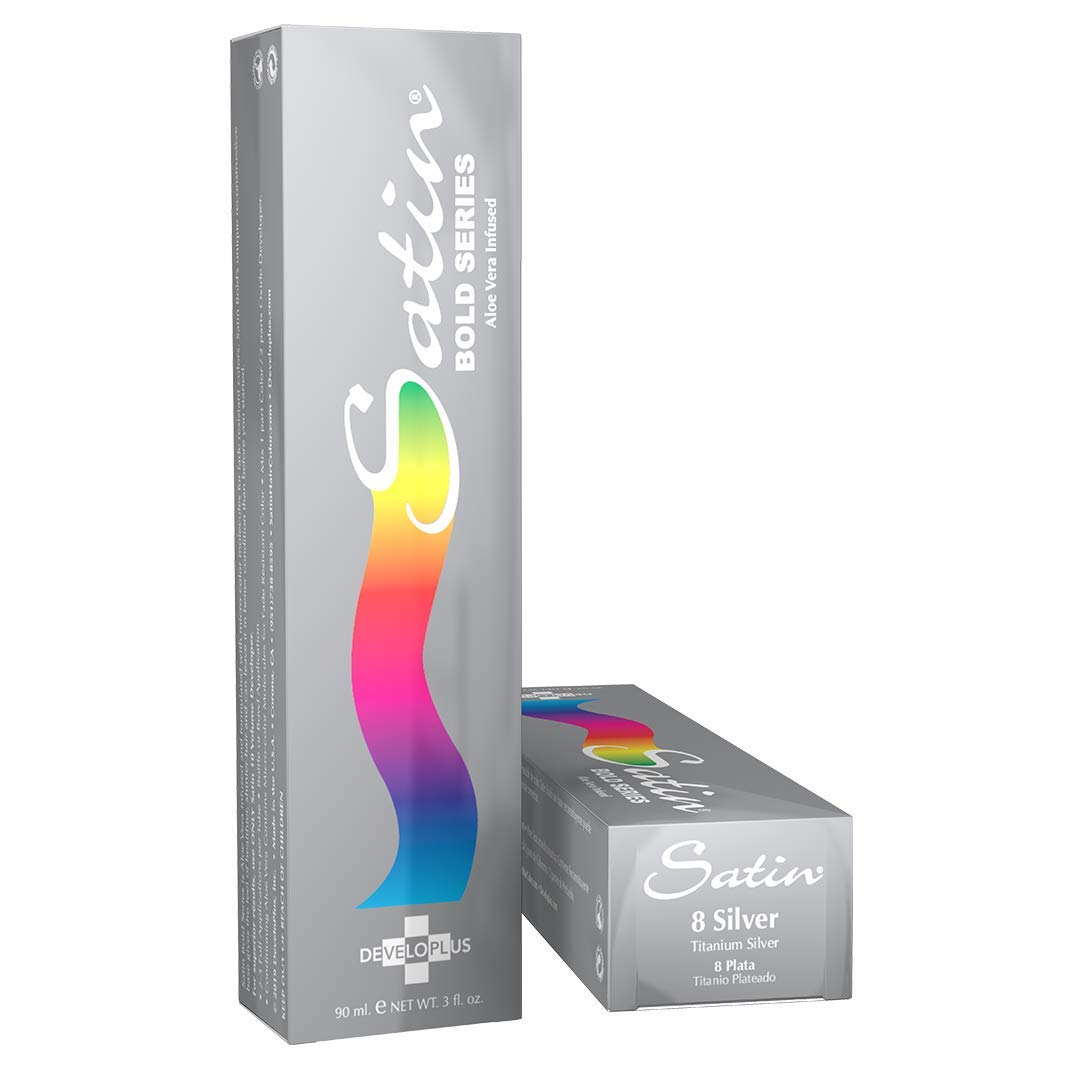 Satin | Bold Titanium Silver | Complete Hair Dye | Permanent and Semi-Permanent | Long Lasting | Vegan and Cruelty-Free