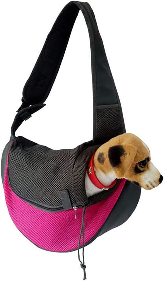 Love Dream Pet Dog Sling Carrier, Breathable Mesh Portable Travel Safe Pet Sling Shoulder Bag Carrier with Adjustable Non-Slip Shoulder Strap for Small Dogs Cats Puppy