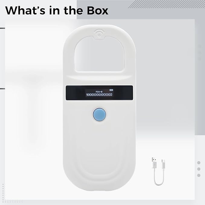 Pet Microchip Reader, 134.2Khz Handheld Scanner, 0-15 Cm Reading, OLED Display, Compatible with Emid Fdx-B, for Pet Id Tracking