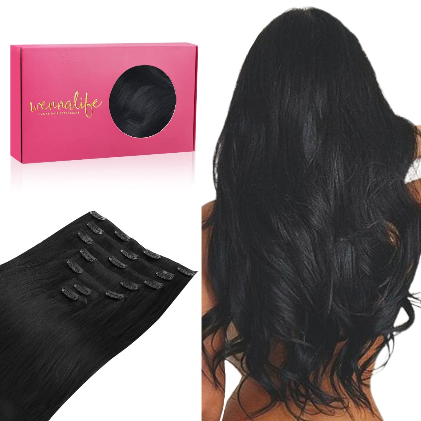 Wennalife Clip In Hair Extensions Human Hair 24 Inch 120G 7Pcs Dirty Blonde Highlighted Bleach Blonde Hair Extensions Clip In Fo