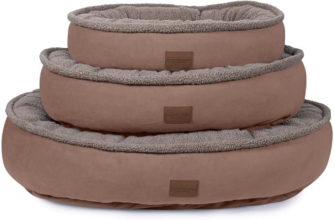 CAROLINA PET COMPANY Microfiber & Tipped Berber Comfy Cup Dog Bed - Tan, M