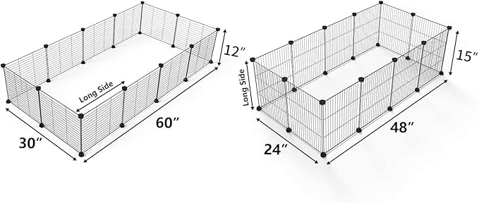 DIY Small Animal Playpen, Pet Playpen, Guinea Pig Cages, Rabbit Playpen, Dog Puppy Playpen, Indoor Metal Wire Yard Fence, 15 X 12 Inch, 12 Panels, Black