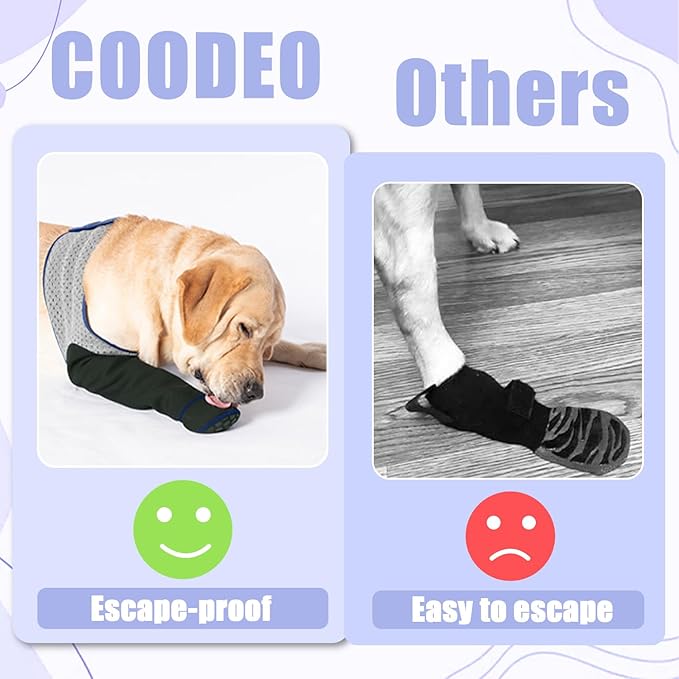 COODEO Dog Socks to Prevent Licking Paws, Healing Boots & Paw Protectors with Non-Slip Bottoms for Wound Protection, Waterproof Sleeve Shoes for Licking(Grey,2XL_Left