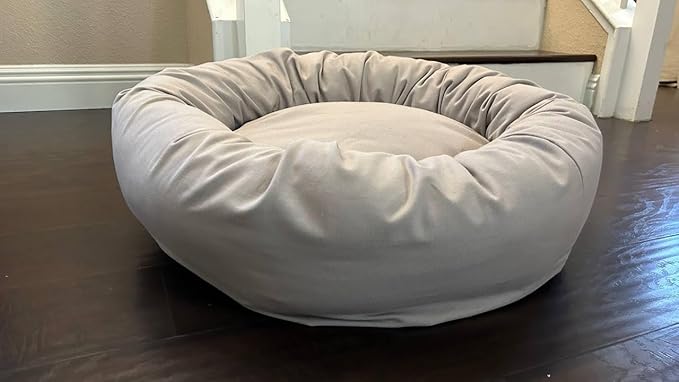 Organic Cotton Canvas Dog Bed: Removable Cover, Natural Fill - Made in USA (Gray, Small 24" x 7" inches)