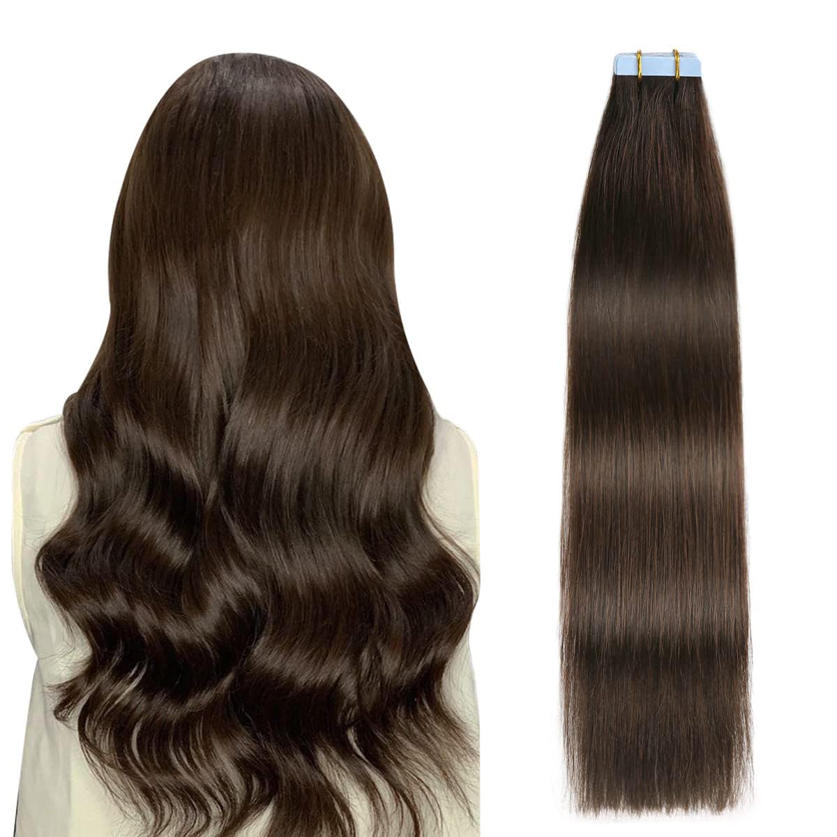 Suyya Tape In Hair Extensions Human Hair 100% Remy Human Hair 20Pcs 50G/Pack Straight Seamless Skin Weft Glue In Hair Extensions