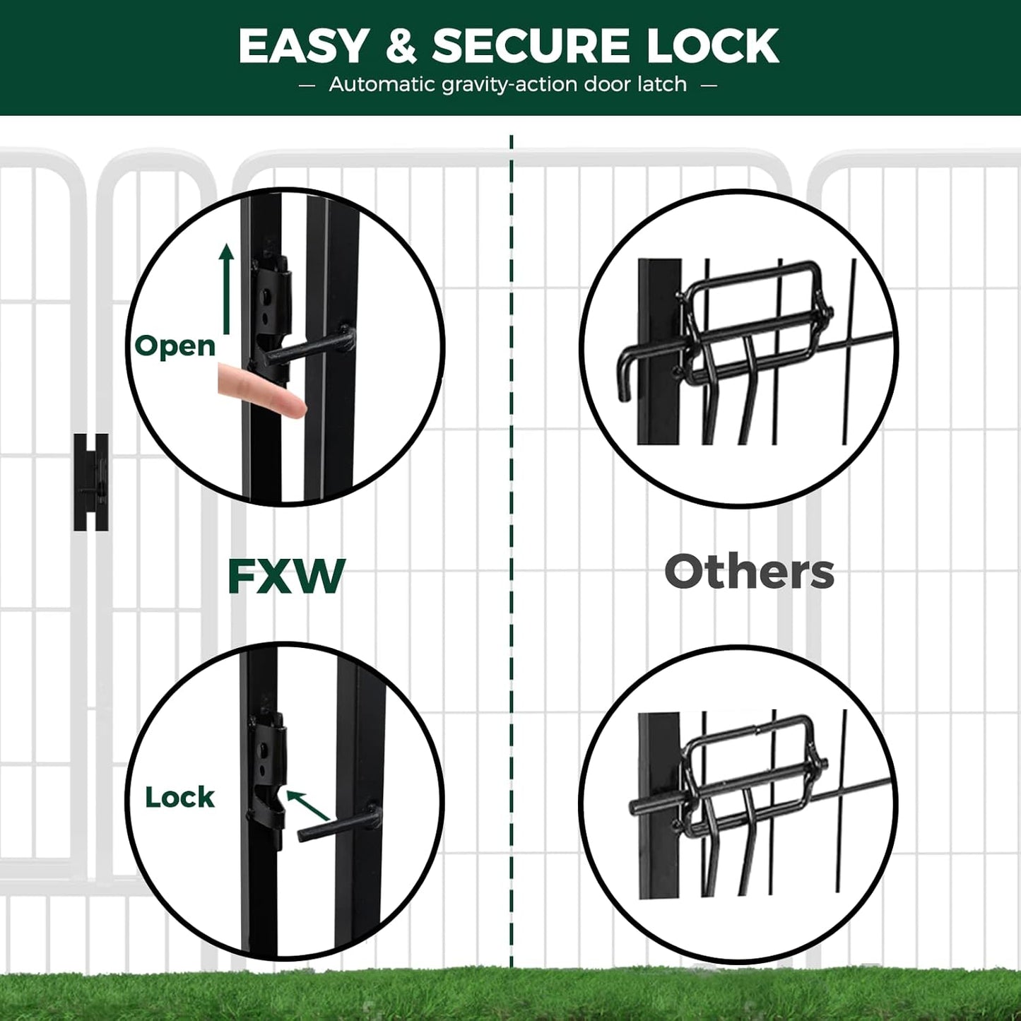 FXW Rollick Unleashed Dog Playpen for Indoor, Yard, RV Camping, 40 inch 8 Panels for Medium and Large Dogs, Black│Patented