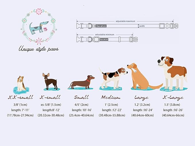 Unique style paws Dog Collar Metal Buckle Blue Plaid Durable Cute Puppy Collar for Small Medium Large Boys Girls Dogs