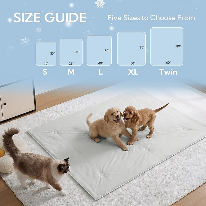 Soulbond Cooling Blanket for Extra Large Dogs - Q-MAX>0.45, Washable Cool Pet Cats Throw Blanket for Hot Weather, Self-Cooling Soft Dog Mat for Bed Crates Couch Sofa Cars(50"x60", Light Grey)