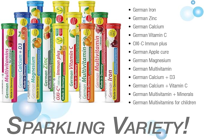 T&D German Immun Boost Package 60 Servings - Vegan, Zero Sugar - Drink Effervescent Tablets - Vitamin C, Zinc, Multivitamin Pharma - Made in Germany