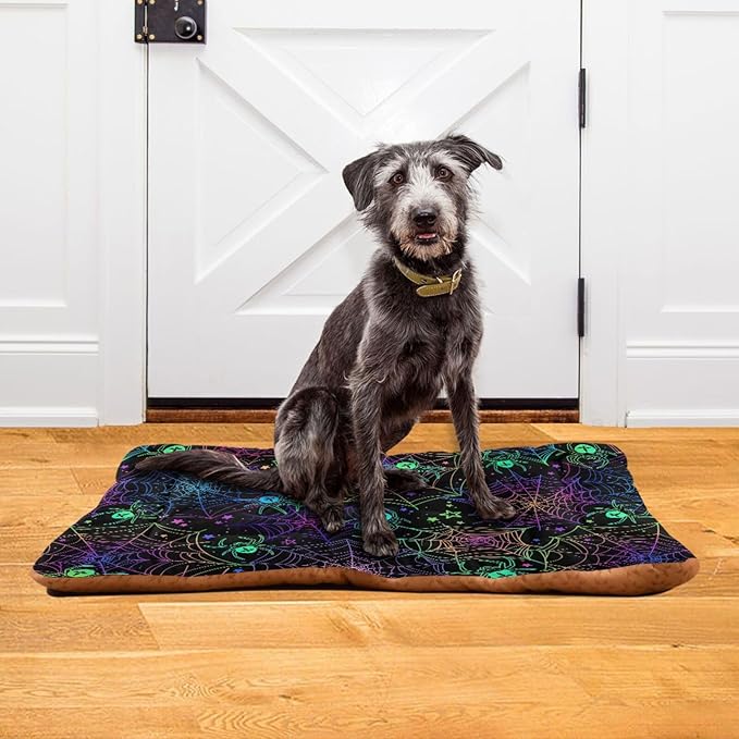 Halloween Spider Web Pet Bed Cute Dog Bed Mat Absorbing Non Slip Pad Pet Sleeping Mat for Small, Medium, and Large Dogs Puppy Cat 24 in x 18 in
