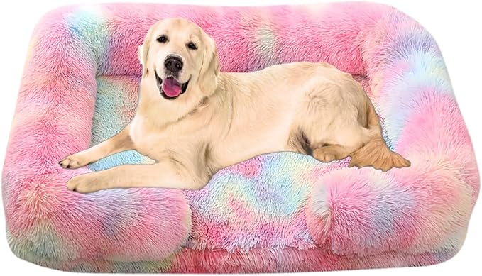 Dog Beds Large Sized dog Orthopedic, Sofa Dog Bed with Waterproof Lining and Nonskid Bottom, Rectangle Washable Dog Bed for Medium Small Dogs and Cats Comfortable ( Color : Pink , Size : 23 x 18" )