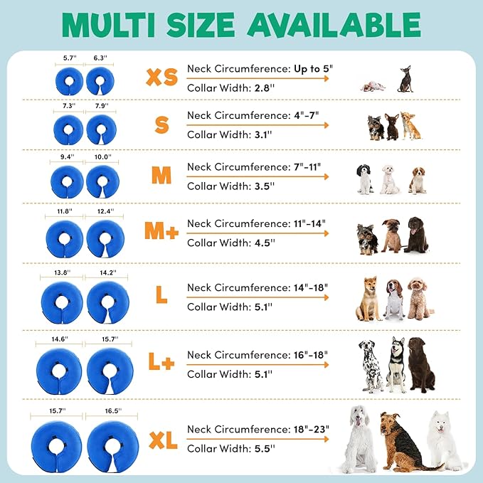 BENCMATE Inflatable Dog Cone Collar Alternative, Soft Dog Cone for Small Medium Large Dogs and Cats, Neck Recovery ECollar Donut Collar After Surgery (Large, Watermelom)