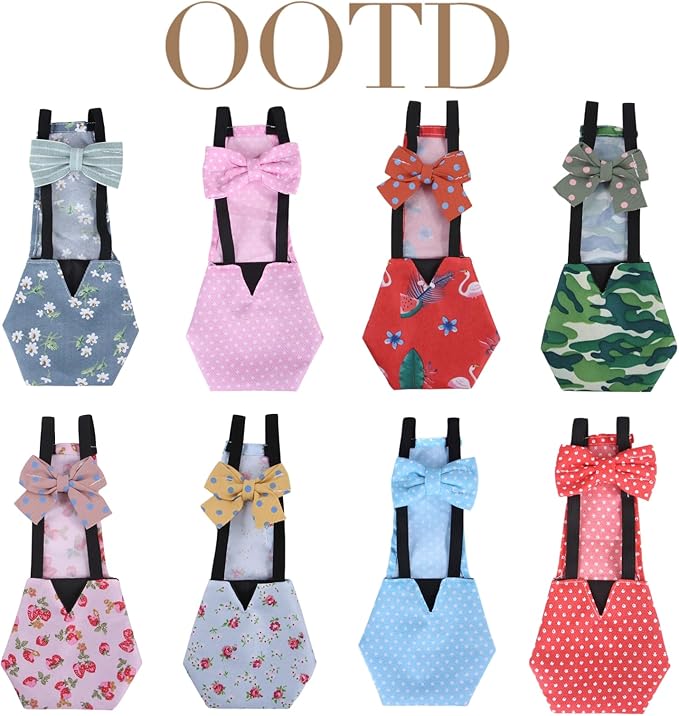 MANON ROSA Chicken Diapers Bantam Hens - Reusable 3-Piece Set with Bow Ties Poultry Nappies Washable Waterproof for Geese Pet Ducks Silkie (Polka Dot Medium)