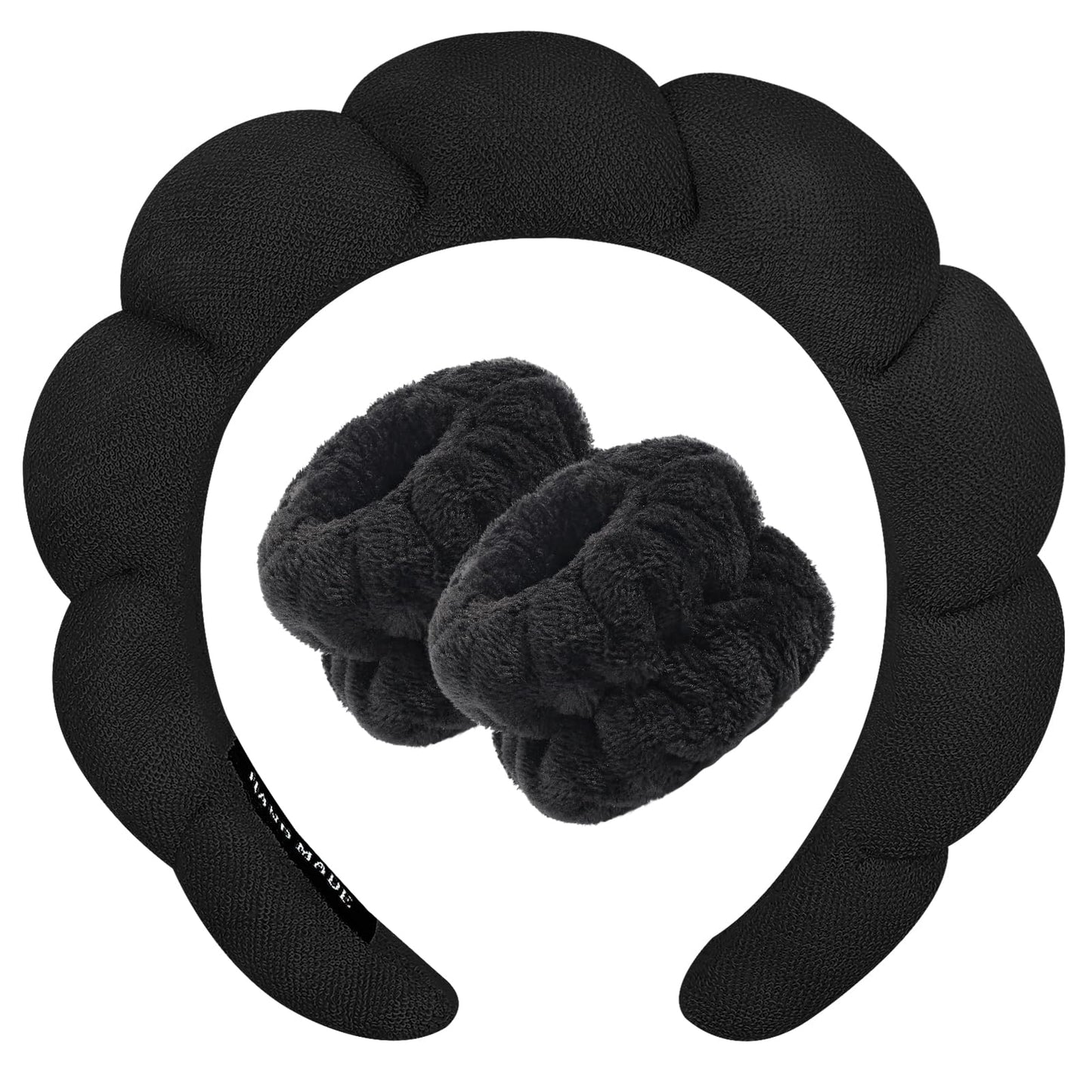 Zkptops Spa Headband for Washing Face Wristband Sponge Makeup Skincare Headband Terry Cloth Bubble Soft Get Ready Hairband for W