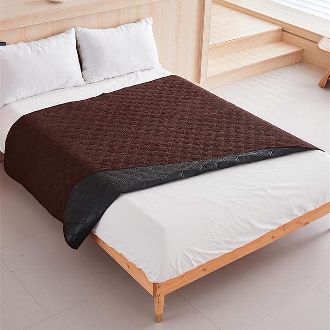 GIBZ Waterproof Dog Bed Blanket Cover Anti Slip Pet Furniture Protector Washable Large Washable Quilted Mat for Indoor, Coffee, 100x127cm