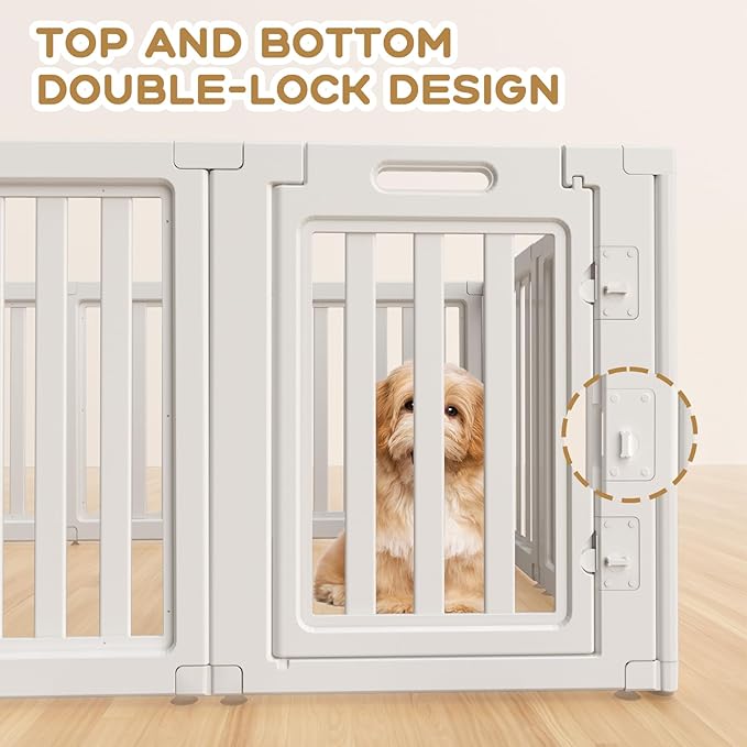 Clear Dog Play Pen,Pet Playpen with Door,Easy to Clean and Install Puppy pens for Both Indoor and Outdoor use (White, 23.6 inch Height, 12 Panels)