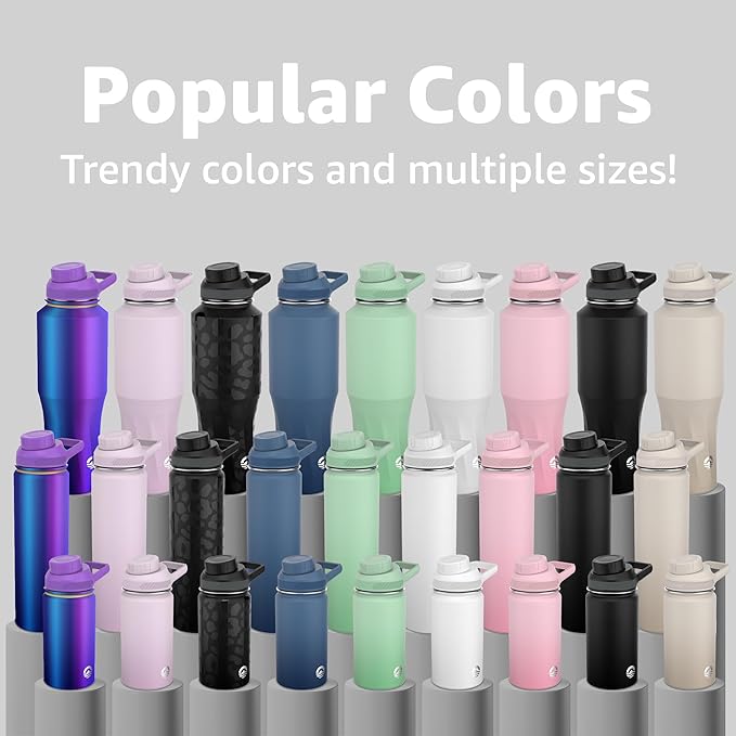 Chill Oasis Water Bottle | Compatible With Popular Flavor Cartridges | BPA Free, Leak Proof, Double-Walled Vacuum Insulated Stainless Steel, and Dishwasher Safe | Cold for 24 Hours (Pink, 32oz)