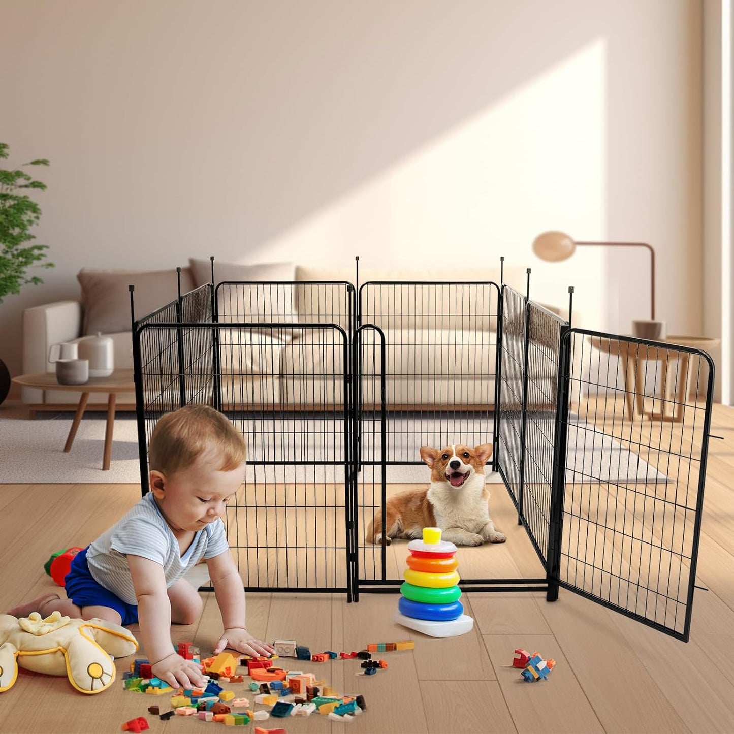 Garden Fencing 36 inch High, 14 Panels Total 31 Ft(L), Gate 21 inches Wide with Low Sills. Garden Fence with Gate, Anti Dig Fence Barrier, Flower Bed Fencing, Dog Fences for The Yard