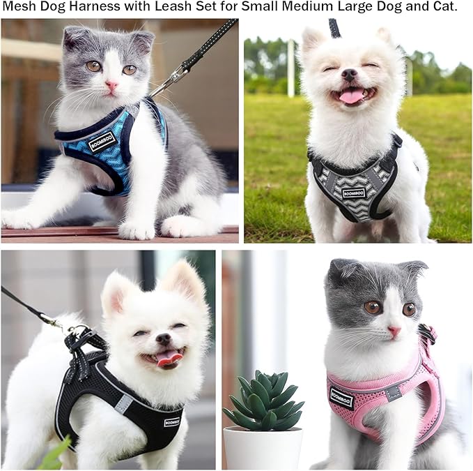 Dog Harness with Leash Set, No Pull Adjustable Reflective Step-in Puppy Pet Vest Harnesses for Small Medium Large Dogs and Cats,Brown XXS
