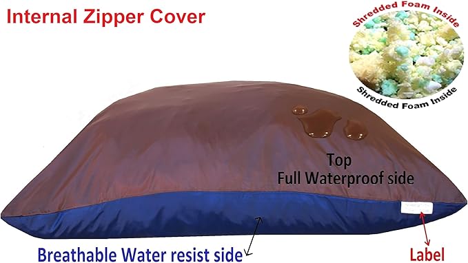 Dogbed4less Shredded Memory Foam Pillow Dog Bed with Waterproof Liner and Machine Washable Cover (Black Canvas, Medium 36"X29")