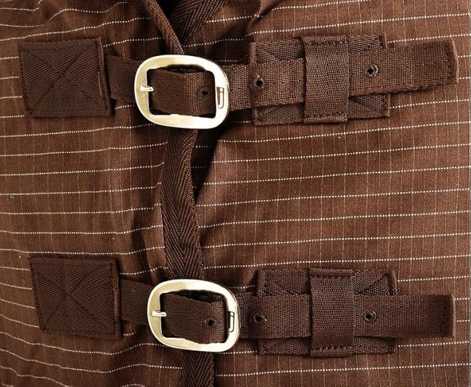 Jeffers Equine Basic Canvas Horse Blanket, 84" – Water Resistant Turnout Blanket for Horses, Pony, Draft – Breathable, Adjustable Straps, Tail Flap, Shoulder Gussets, Barn Gear - Green Tan Check
