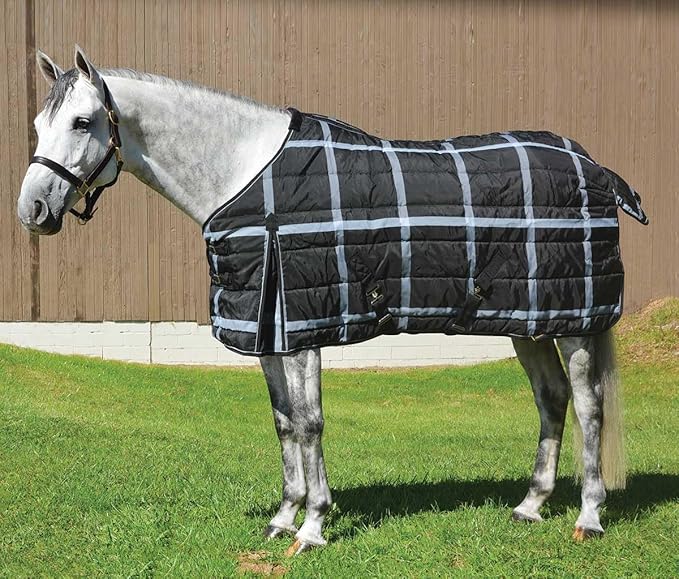 Country Pride Highland 1200D Lightweight Stable Blanket (80, BlackPlaid)