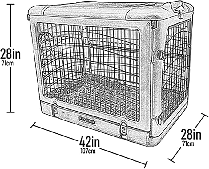Pet Gear “The Other Door” 4 Door Steel Crate for Dogs/Cats with Garage-Style Door, Includes Plush Bed + Travel Bag, No Tools Required, Sand Dune, 42 Inch