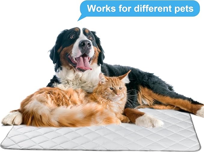 Langsprit Dog Cooling Mat, Washable Dogs Cats Pet Non-Toxic Cooling Pads Summer Sleeping Kennel Mats,Pet Self Cool Ice Blanket for Indoor & Outdoor Dog Beach Essentials Light Gray Small