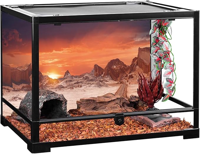 AWERT 48x18 inches Sun and Desert Terrarium Background Orange Reptile Habitat Background Durable Polyester Background