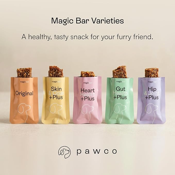 Pawco Magic Bar Gut Health Treat – High Protein Peanut Butter Dog Biscuit – 8-Pack – Healthy Snack Made with Natural Ingredients: Peanut Butter, Pumpkin, Sweet Potato, and Apples