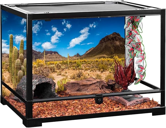 AWERT 36x20 inches Reptile Habitat Background Blue Sky Oasis Cactus Desert Terrarium Background Vinyl