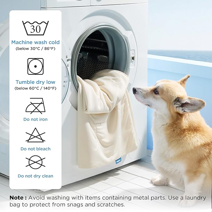 Bedsure Cooling Blanket for Large Dogs with Breathable Air-Core Fill Q-MAX>0.4 - Dog Cooling Mat Soft, Lightweight Pet Cat Throw Cold Blanket Washable for Summer, Beige, 40x50