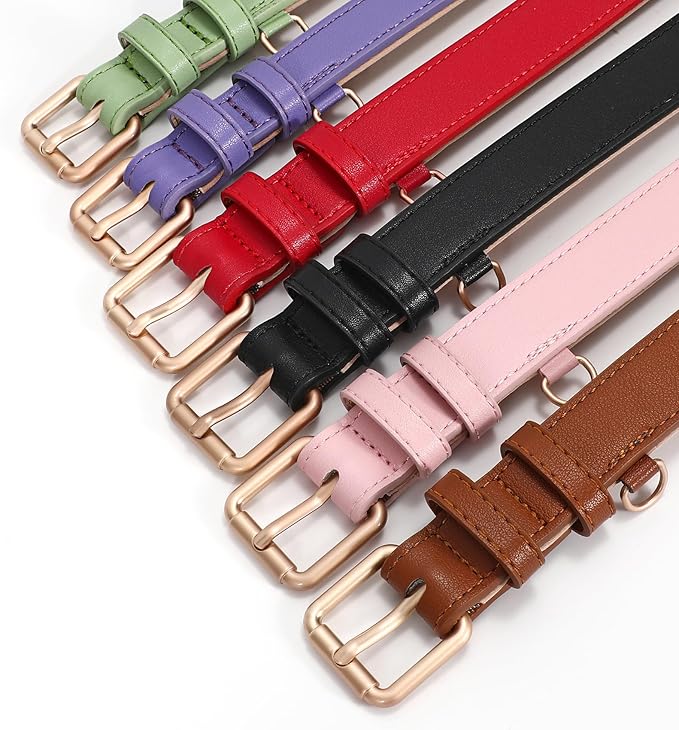 WHIPPY Leather Dog Collar for Small Medium Large Dog Adjustable Soft Breathable Leather Padded Puppy Collar with Alloy Buckle Heavy Duty Waterproof Classic Dog Pet Collar,Pink,M