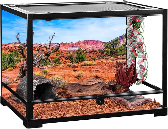 AWERT 30x18 inches Reptile Habitat Background Blue Sky Oasis Orange Desert Terrarium Background