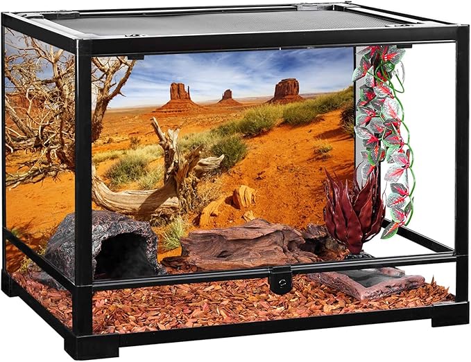 AWERT 48x24 inches Reptile Habitat Background Orange Desert Terrarium Background Durable Polyester Background