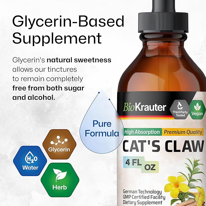 BIO KRAUTER Olive Leaf Tincture 4 Fl. Oz. & Cat's Claw Tincture 4 Fl. Oz.