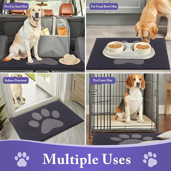 Buganda Dog Door Mat for Muddy Paws, Absorbent Dirt Trapper Non Slip Indoor Doormats, Washable Low-Profile Mat for Mud Dogs, Entryway Carpet for Inside Floor (59x35 Inches, Dark Grey)