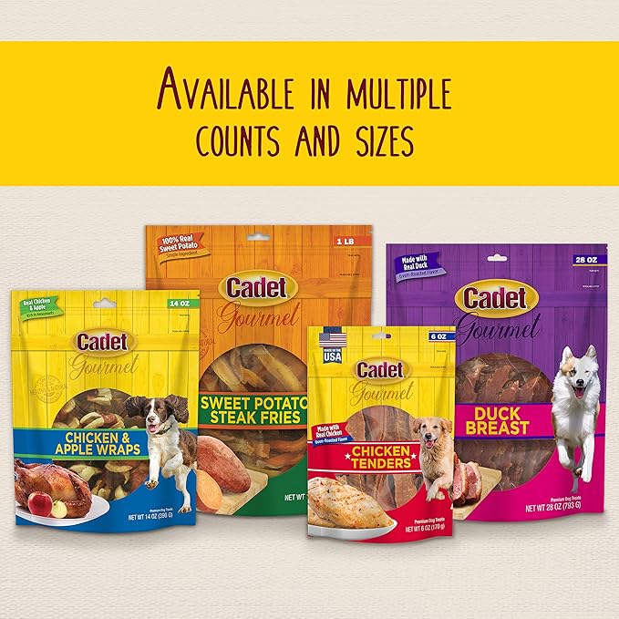 Cadet Gourmet Shish Kabob Dog Treats for Small Dogs, Healthy & Natural Chicken, Duck, & Sweet Potato Chew Sticks, Beef Hide, Small 5 Inch, 4 Ounce (Pack of 1)