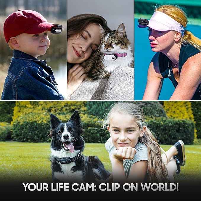 4K UHD Dog& Cat Pet Camera Collar, Video Recorder with Phone App View, Outdoor & Indoor POV Action Cam for Cat & Dogs Black - 2 Adjustable Black Collars (XS 8-12 in, M 14-20 in), 128g