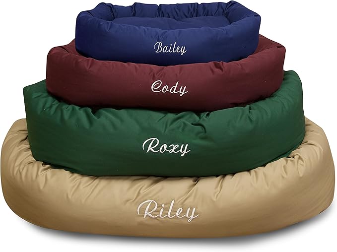 Majestic Pet Personalized 40 Inch Bagel Calming Dog Bed Washable – Cozy Soft Round Dog Bed with Spine Support for Dogs to Rest Their Head - Fluffy Donut Dog Bed 40x29x9 (Inch) - Large – Green