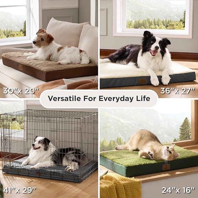 Bedsure XL Dog Beds Large Sized Dog - Extra-Large Comfy Flat Puppy Bed with Removable Washable Cover, Orthopedic Egg Crate Foam Pet Mat, Suitable for Pet Up to 100 lbs