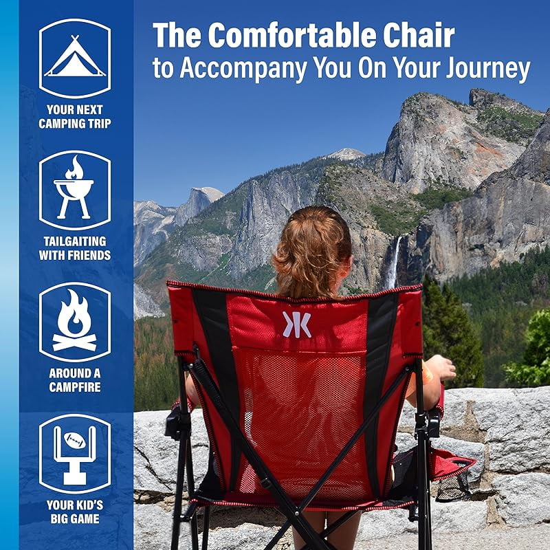 Dual Lock Folding Camp Chair - Versatile Sports Chair With Locks Position for Outdoors - Cayman Blue Iguana
