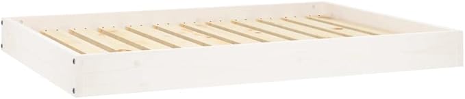 Elevated Dog Bed with Solid Pine Wood Frame, Orthopedic Support for Medium Breeds, Easy-Clean White Finish, Durable Pet Furniture for Indoor Use