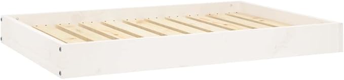 Solid Wood Pine Dog Bed, Solid Wood Pet Bed, Small Pet Furniture Cat & Dog Bed Frame, White 36"x25.2"x3.5",-555