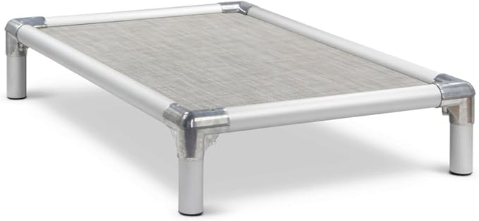 Kuranda Chewproof Elevated Pet Bed - Silver Aluminum - 40" x 25" - Sunsure Textilene - Birch