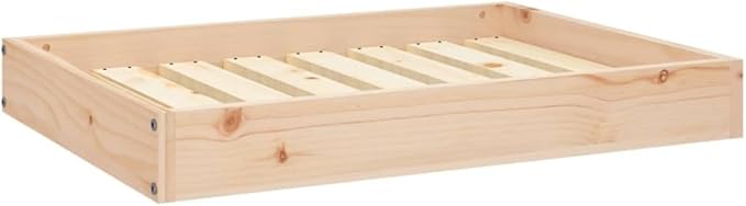 Solid Wood Dog Bed 28.1x21.3x3.5 Inches Pine Frame Pet Sofa for Small Medium Dogs, Rustic Minimalist Raised Bed with Sturdy Construction, Easy Assembly Wooden Pet Furniture for Living Room Bedroom