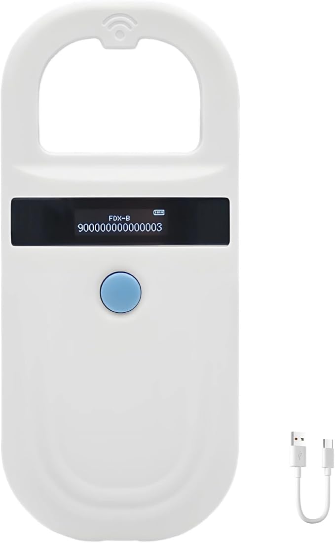 Pet Microchip Scanner, Handheld Reader with OLED Screen, Emid Fdx-B Compatible, 0-5.9 in Reading, Ideal for Pet Id Tracking