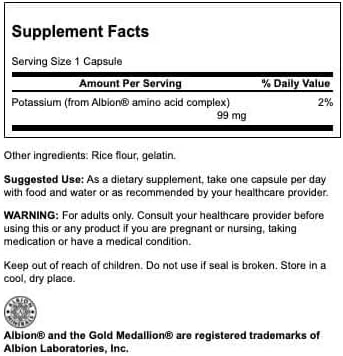 Swanson Albion Complexed Potassium 99 Milligrams 90 Capsules