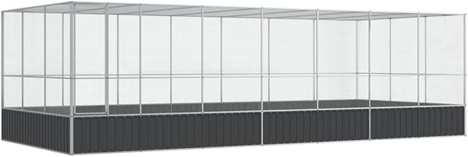Steel Aviary with Extension, Large Bird Cage with Lockable Door, Aviary Spacious and Versatile Cage Ideal for Parakeets, Parrots, Lovebirds, Cockatiels, Pigeons, 285.4"x120.9"x83.5",-287