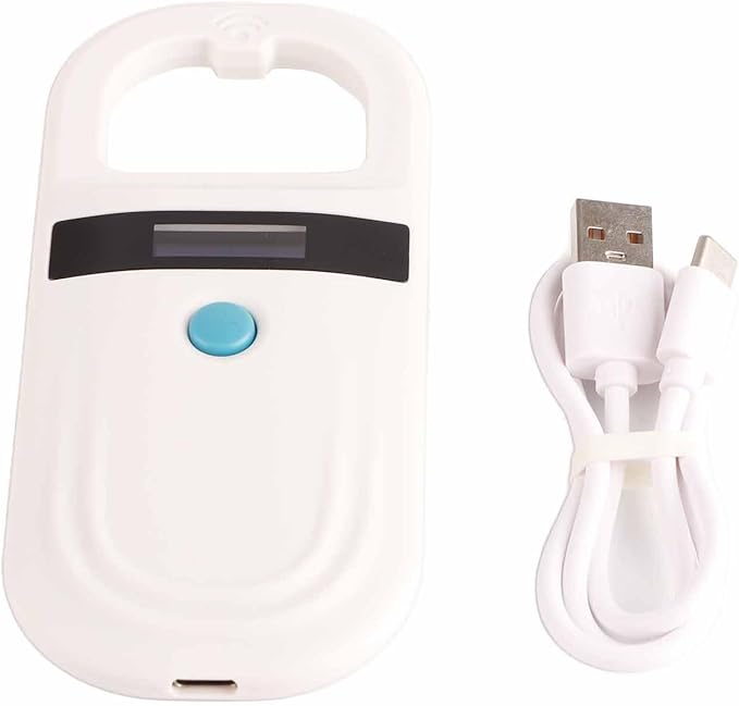 Pet Tag Scanner Microchip Reader Rechargeable OLED Display Animal Chip ID Scanner USB Interface, FDXB and EMID Microchip Reader, Suitable for Railway Detection, Includes User Manual